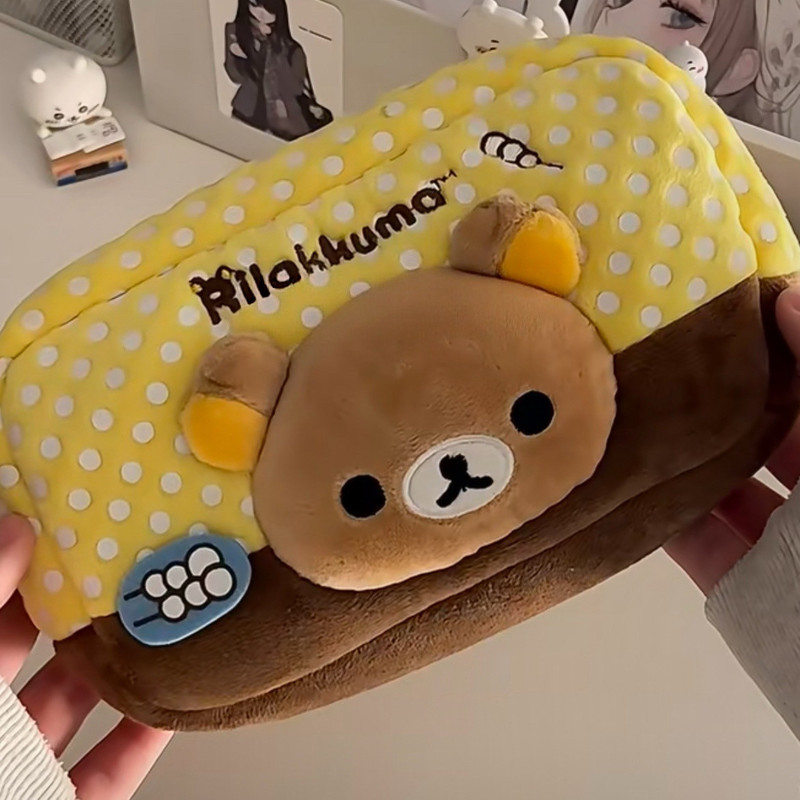Aesthetic Large Pencil Case Pouch - Estuche de Lápices de Peluche Rilakkuma,